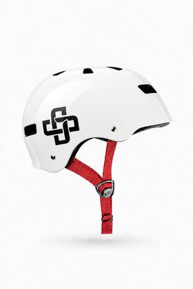 Imagem de Capacete branco fita vermelha pro brilho niggli