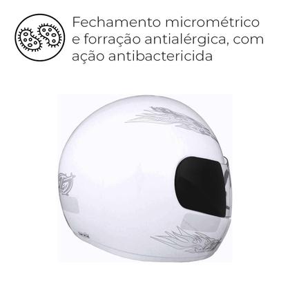 Imagem de Capacete Branco Tamanho 58 ProTork Viseira Cristal Casco Em ABS E Cinta Jugular Com Fecho Revestido Em EPS