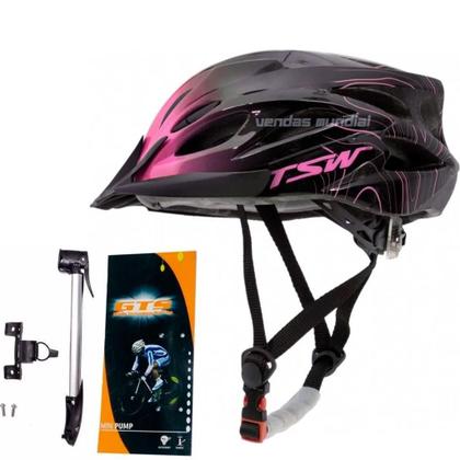 Imagem de Capacete Ciclismo Tsw Bike Mtb + Mini Bomba + Suporte