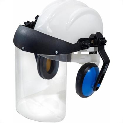 Imagem de Capacete Com Abafador+Viseira Plastcor Branco