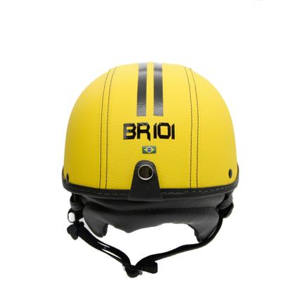 Imagem de Capacete Coquinho Scooter Moto Elétrica Bike Couro Amarelo