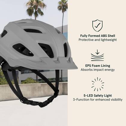 Imagem de Capacete de bicicleta Retrospec Lennon com luz de segurança LED para adultos