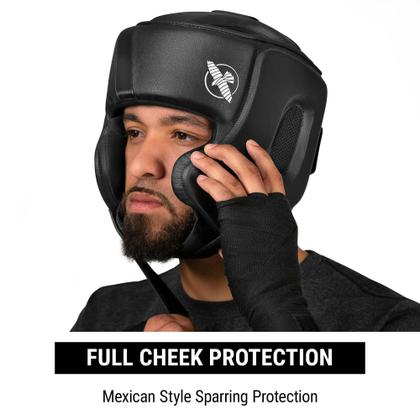 Capacete de boxe Hayabusa T3 ajustável preto tamanho médio - Luva