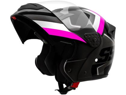 Imagem de Capacete de Moto Articulado Mixs Helmets - Gladiator Super Speed Cinza e Rosa Tamanho 60