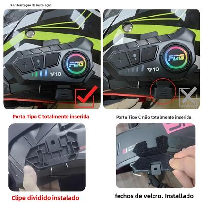 Imagem de Capacete de Motocicleta com Interfone Bluetooth 5.3 - À Prova D'Água 300m