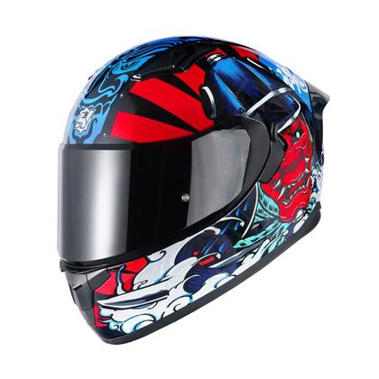 Imagem de Capacete de motocicleta HAX Obsidian Full Face Dual Visor Samurai Red