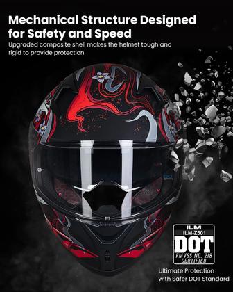 Imagem de Capacete de motocicleta ILM Full Face DOT Z501 Armor Red (L)