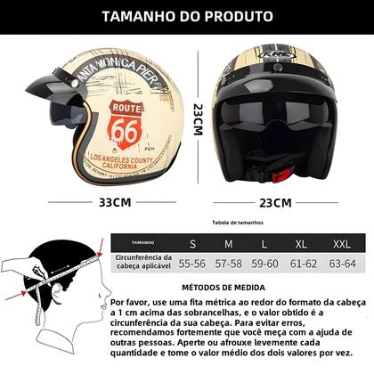 Imagem de Capacete de Motocicleta Retrô Masculino com Certificação DOT - Estilo Cafe Racer