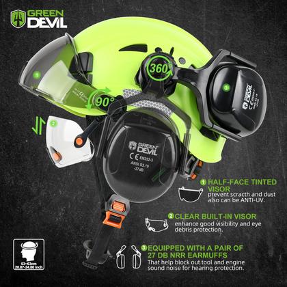 Capacete de segurança GREEN DEVIL Hard Hat com viseira e
