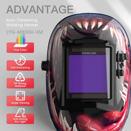 Imagem de Capacete de soldagem YESWELDER LYG-M800H-VM Solar Power Auto Darkening