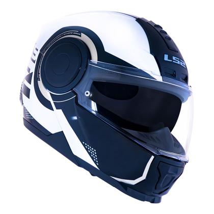 Imagem de Capacete Escamoteavel LS2 Scope Arch Branco e Titanium Brilhante Articulado Robocop