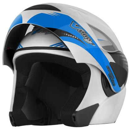 Imagem de Capacete Escamoteável Robocop Articulado Pro Tork V-pro Jet 2 Carbon Branco Masculino Feminino