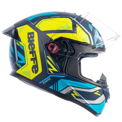Imagem de Capacete Fechado Bieffe B12 Phanton Azul c/ Amarelo Fosco