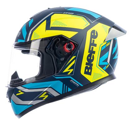 Imagem de Capacete Fechado Bieffe B12 Phanton Azul c/ Amarelo Fosco