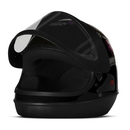 Imagem de Capacete Fechado Moto Protork Feminino Sport Preto Flores Tamanho 58