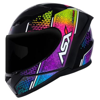 Imagem de Capacete Feminino ASX City Storm Preto e Colorido Brilhante Moto