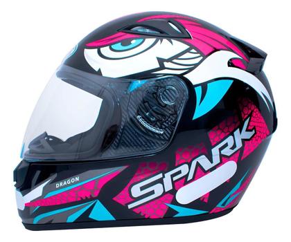 Imagem de Capacete Feminino Ebf Dragon Rosa + Viseira Cromada