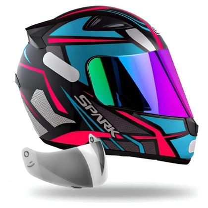 Capacete Feminino Ebf Spider Tiffany + Viseira Colorida - Capacete