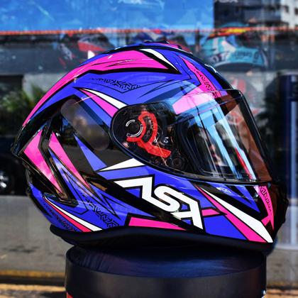Capacete Feminino Fechado Asx Vector Rosa Roxo Esportivo