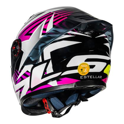 Imagem de Capacete Feminino Moto Ls2 Ff358 Pro Rosa Estrela Spoiler