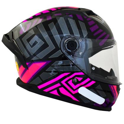 capacete mt helmets feminino Capacete Feminino MT Braker SV Zebra Roxo Rosa Oculos Moto - Capacete de  Moto