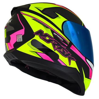 Imagem de Capacete Feminino Norisk Razor Speedmax Amarelo Viseira Azul