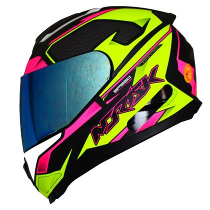 Imagem de Capacete Feminino Norisk Razor Speedmax Amarelo Viseira Azul