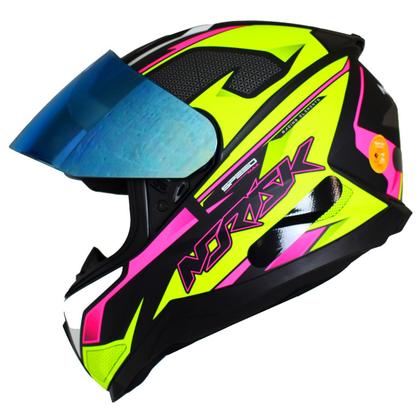 Imagem de Capacete Feminino Norisk Razor Speedmax Amarelo Viseira Azul