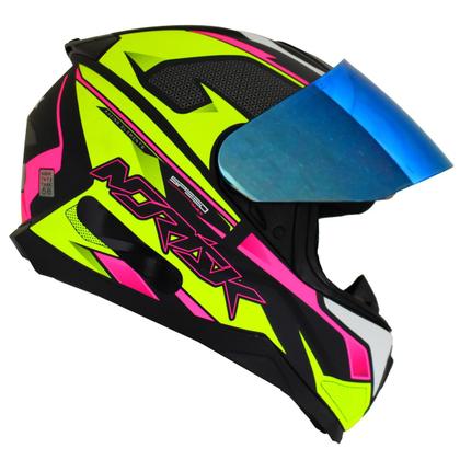 Imagem de Capacete Feminino Norisk Razor Speedmax Amarelo Viseira Azul