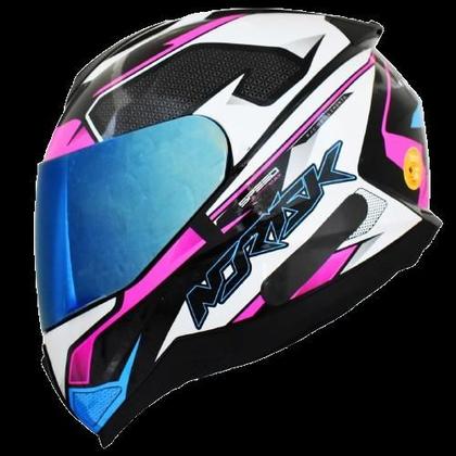 Imagem de Capacete Feminino Norisk Razor Speedmax Rosa Viseira Azul