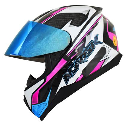 Imagem de Capacete Feminino Norisk Razor Speedmax Rosa Viseira Azul