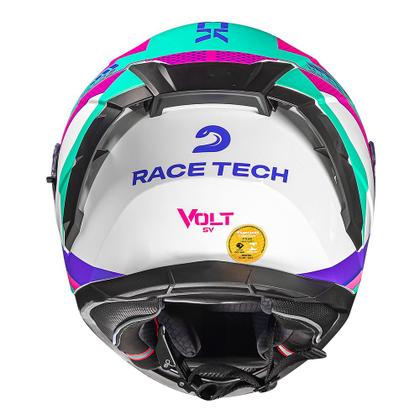 Imagem de Capacete Feminino Race Tech Volt Track Branco e Rosa Brilhante Com Óculos Interno