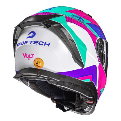 Imagem de Capacete Feminino Race Tech Volt Track Branco e Rosa Brilhante Com Óculos Interno