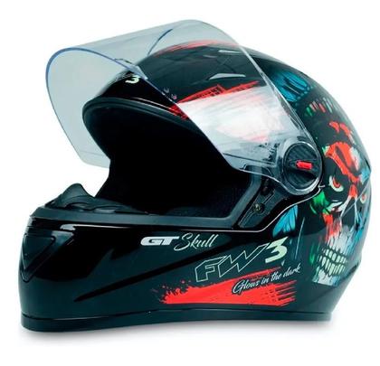 Imagem de Capacete Fw3 Caveira Brilhante 60 + Pinlock Antiembaçante