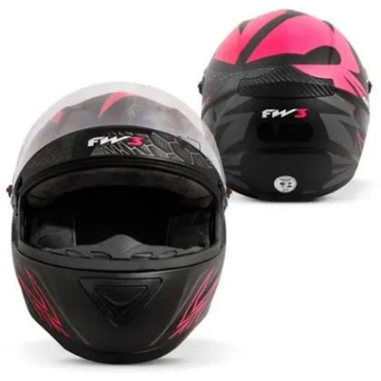 Imagem de Capacete fw3 gt2 preto fosco com rosa fosco