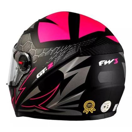 Imagem de Capacete fw3 gt2 preto fosco com rosa fosco