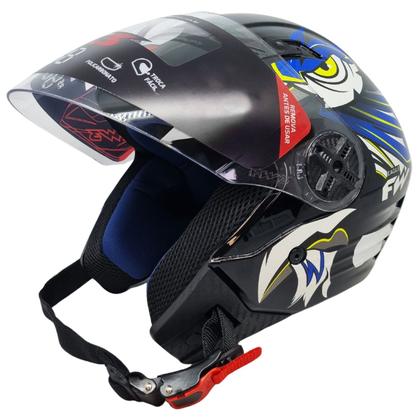 Imagem de Capacete Fw3 X Open Eagle Azul com Amarelo Tamanho 58