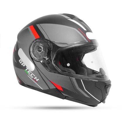 Imagem de Capacete Gp Tech A118 Sv Elite Articulado Preto/Cinza/Vermelho Fosco
