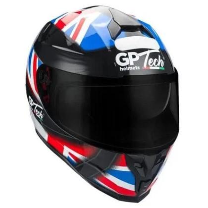 Imagem de Capacete Gp Tech V128 Com Viseira Solar  UK Reino Unido Azul  Vermelho 56 Brilho