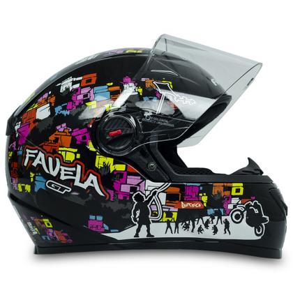 Capacete Gt Favela Preto Com Narigueira 58 Viseira Camaleão - FW3