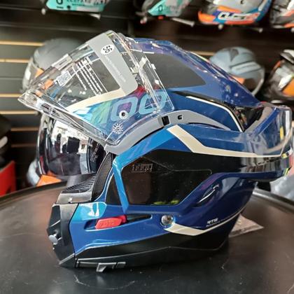 Imagem de Capacete Hjc i100 180 Articulado Lorix Preto Azul Branco