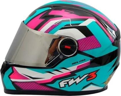 Capacete Integral Fw3 Gtx Fox Azul Tifany Com Oculos Interno