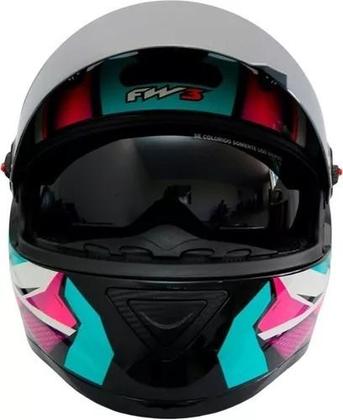 Capacete Integral Fw3 Gtx Fox Azul Tifany Com Oculos Interno