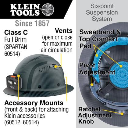 Imagem de Capacete Klein Tools K12 Series de fibra de carbono com aba cheia