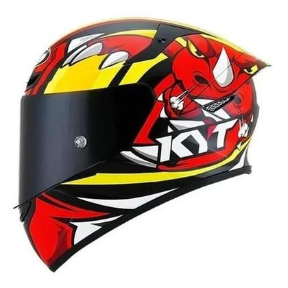 Imagem de Capacete KYT TT Course Rhino Vermelho Mais Viseira Fumê e Spoiler Fumê