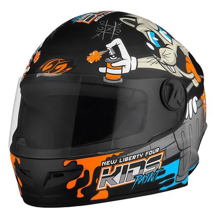 Imagem de Capacete Liberty Four Kids Paint Preto Fosco Infantil Protork Fechado