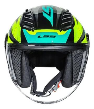 Imagem de Capacete LS2 Aberto Airflow 2 Draze Preto Amarelo e Verde Masculino e Feminino