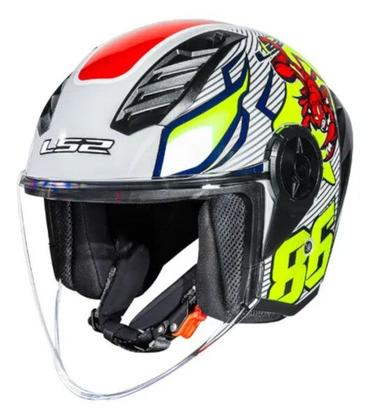 Imagem de Capacete LS2 Aberto Airflow 2 Sting Branco e Amarelo Masculino e Feminino