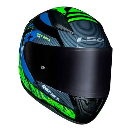 Imagem de Capacete LS2 FF353 Rapid Xtreet Azul e Verde Mais Viseira Fumê