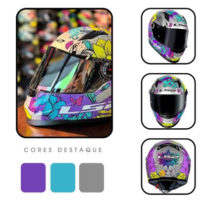 Imagem de Capacete Ls2 Ff358 Dreamcatcher Flores Prata